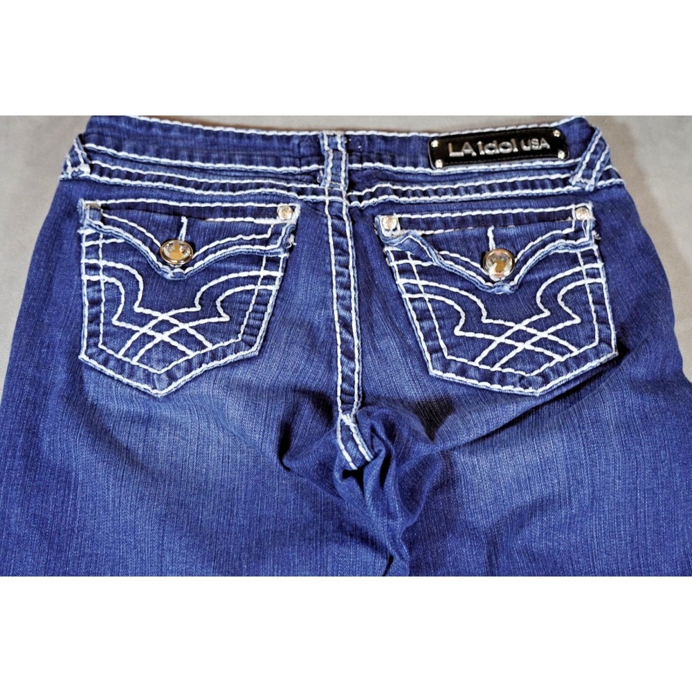 LA Idol USA Women Bootcut Jeans Size 9 (31x33) Medium Wash Embroidered